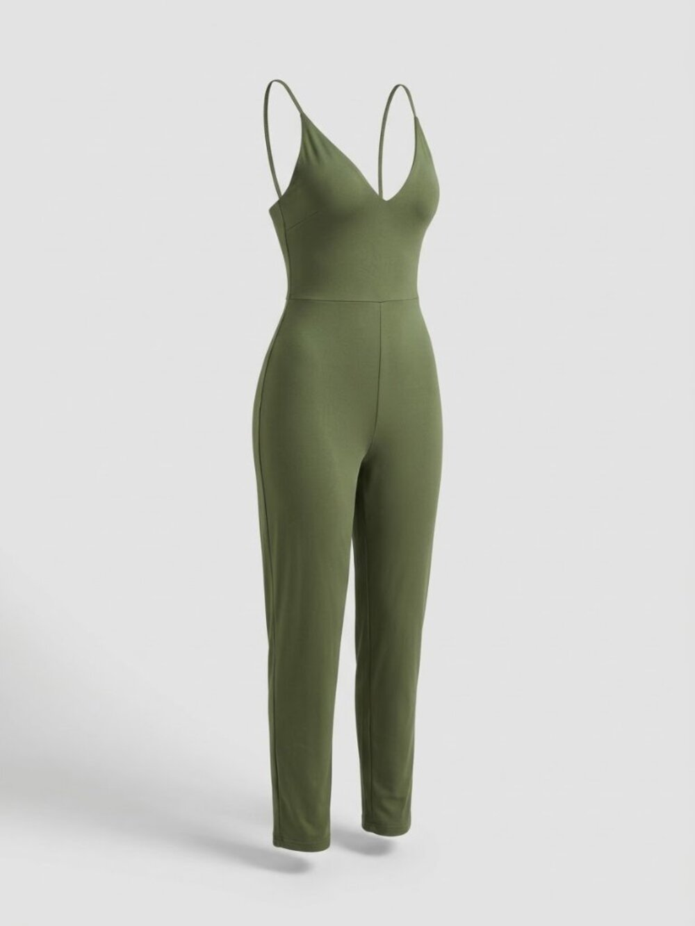 Green V-neck Criss-cross Back Jumpsuit, Boutique Size L